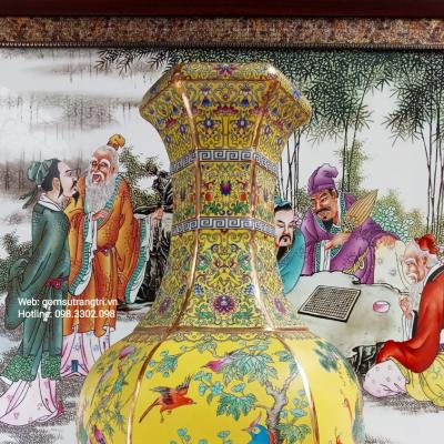 Bình Lục Giác Họa Tiết Tứ Qúy